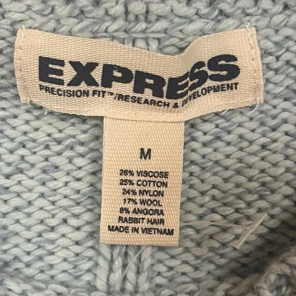 Y2K Express Knit Long Sleeve Blue Crew Neck Sweater - Size Medium - Picture 10 of 11